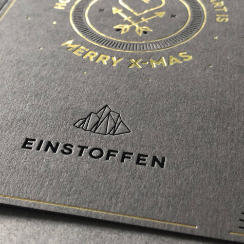 Weihnachtskarte mit zwei Heißfolienprägungen